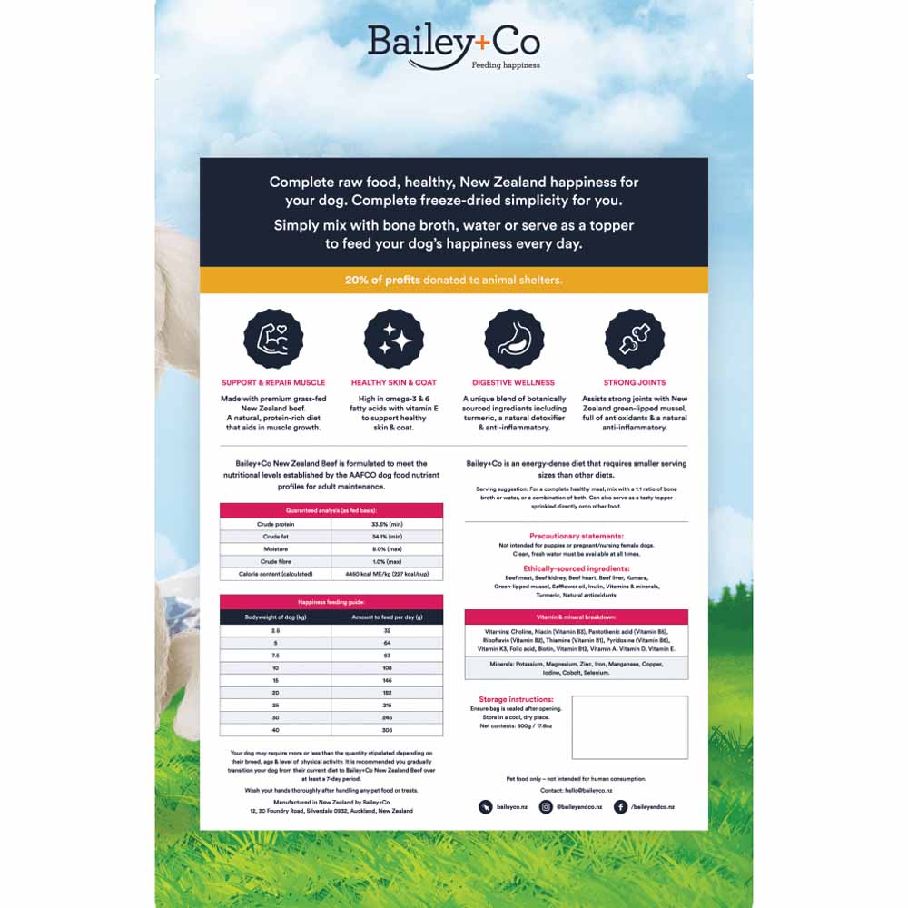 Bailey+Co New Zealand Grass-Fed Beef Freeze-Dried Adult Dog Food