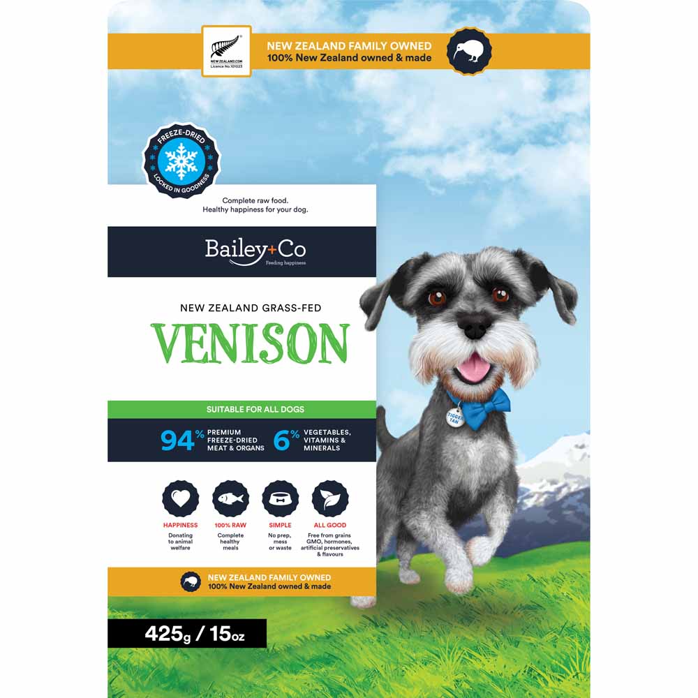 Bailey+Co New Zealand Grass-Fed Venison Freeze-Dried Dog Food