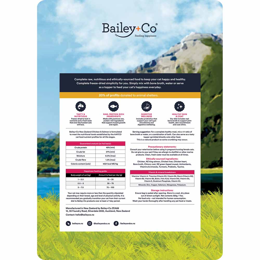 Bailey+Co New Zealand Chicken & Salmon Freeze-Dried Cat Food 320g