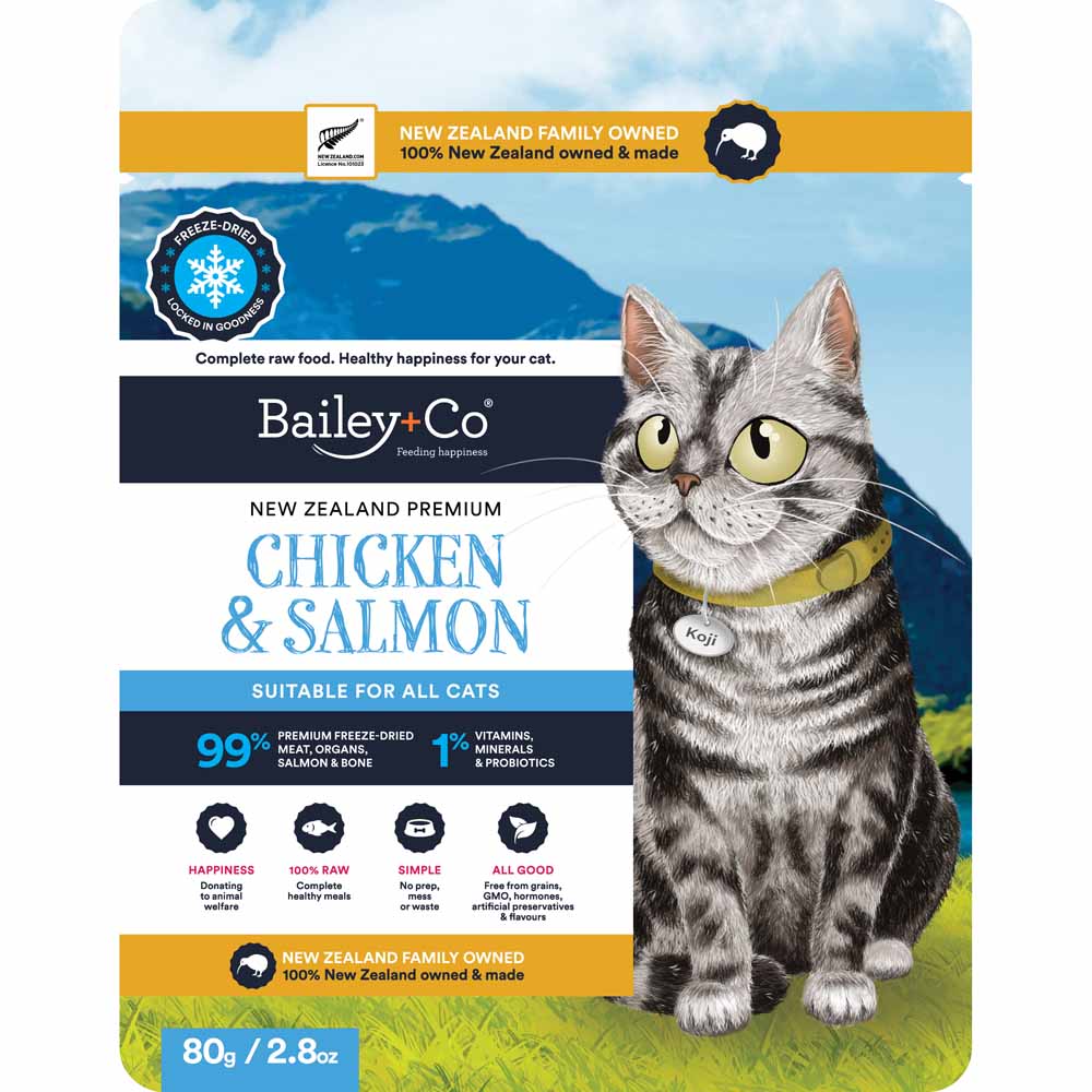 Bailey+Co New Zealand Chicken & Salmon Freeze-Dried Cat Treats 80g