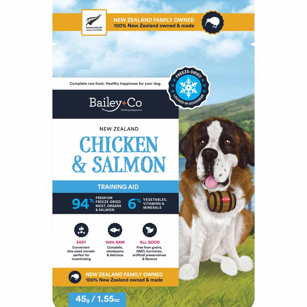 Bailey+Co New Zealand Chicken & Salmon Freeze-Dried Dog Training Treats 45g