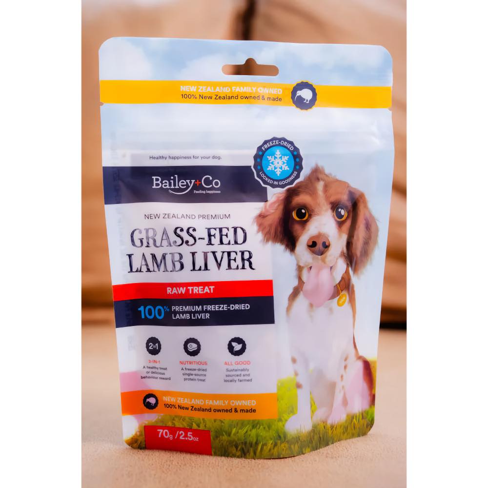 Bailey+Co New Zealand Grass-Fed Lamb Liver Freeze-Dried Dog Treats 70g