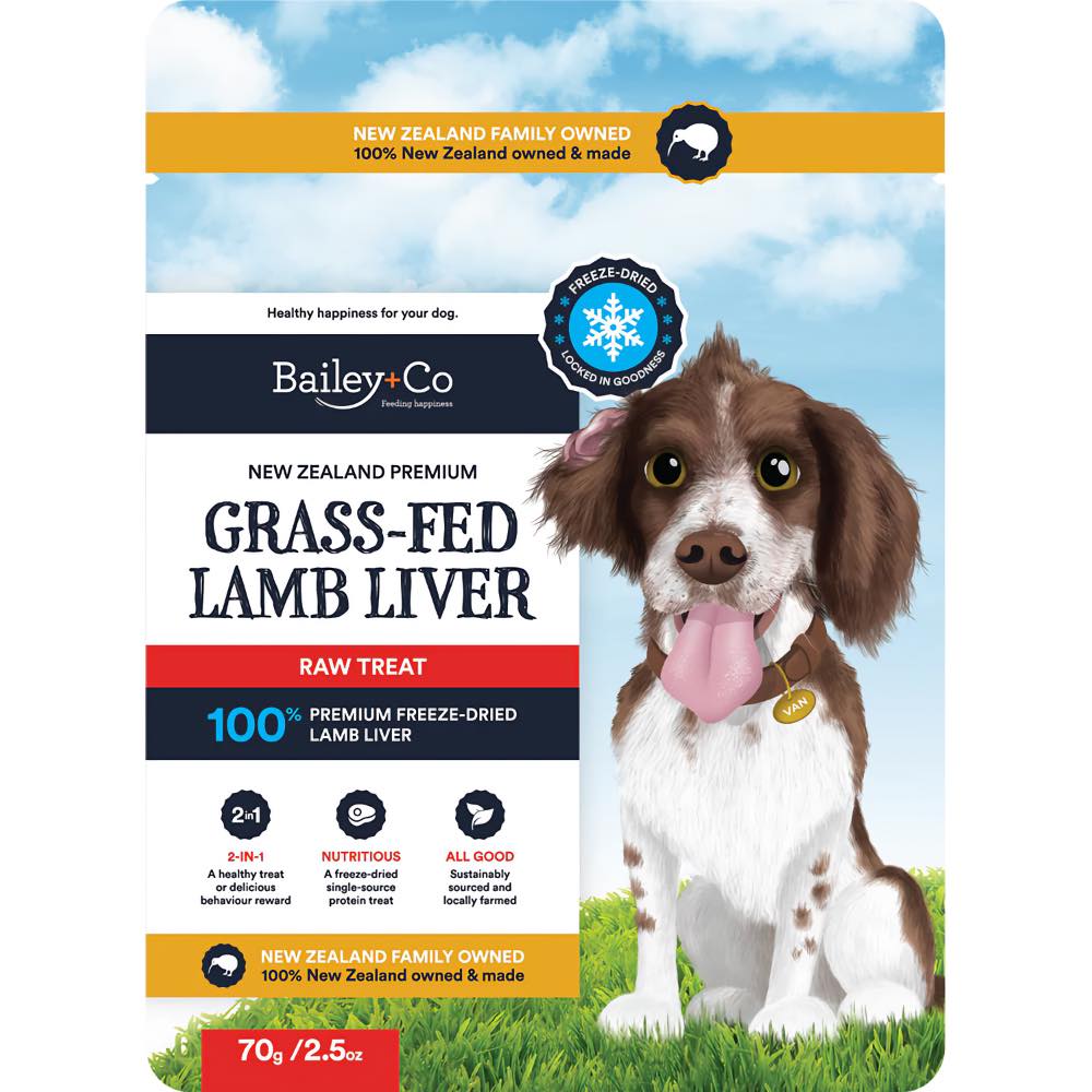 Bailey+Co New Zealand Grass-Fed Lamb Liver Freeze-Dried Dog Treats 70g