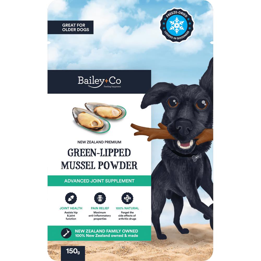 Bailey+Co New Zealand Green-Lipped Mussels Powder Advanced Joint Dog Supplement 150g