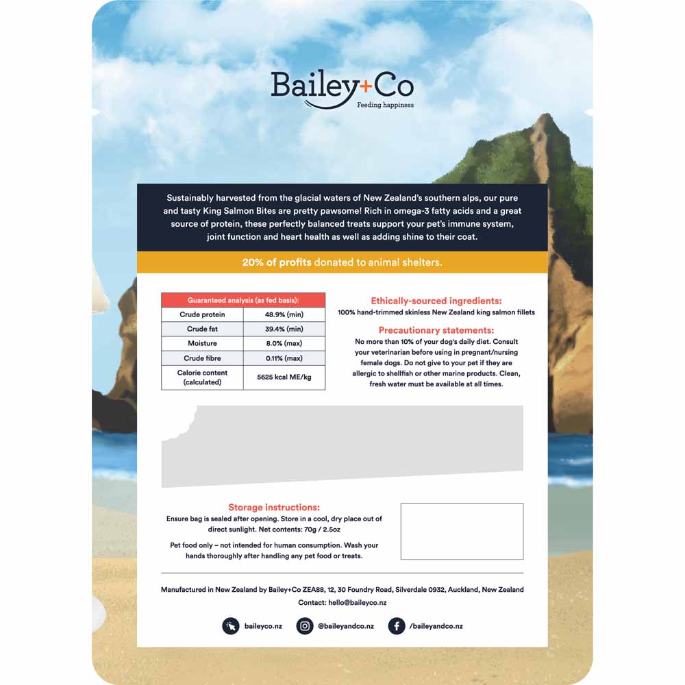 Bailey+Co New Zealand King Salmon Freeze-Dried Dog Treats 70g