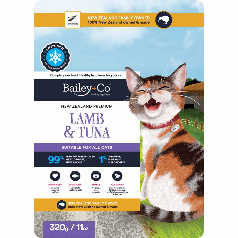 Bailey+Co New Zealand Lamb & Tuna Freeze-Dried Cat Food 320g