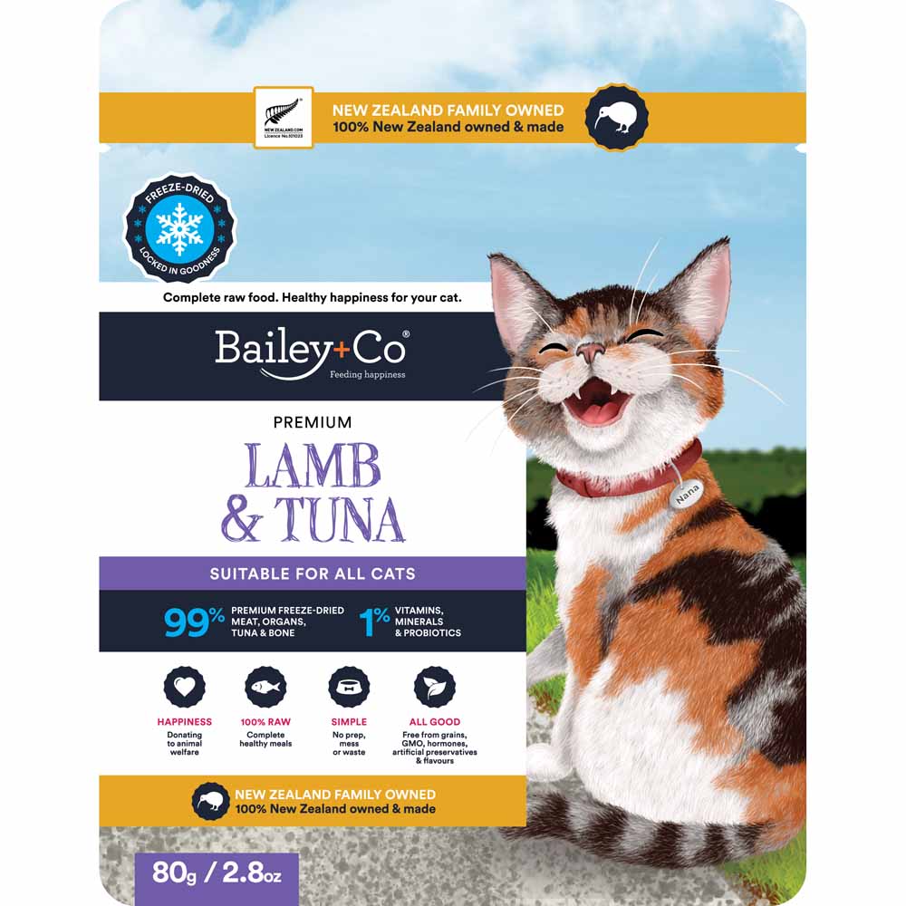 Bailey+Co New Zealand Lamb & Tuna Freeze-Dried Cat Treats 80g