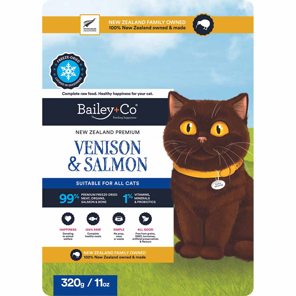 Bailey+Co New Zealand Venison & Salmon Freeze-Dried Cat Food 320g