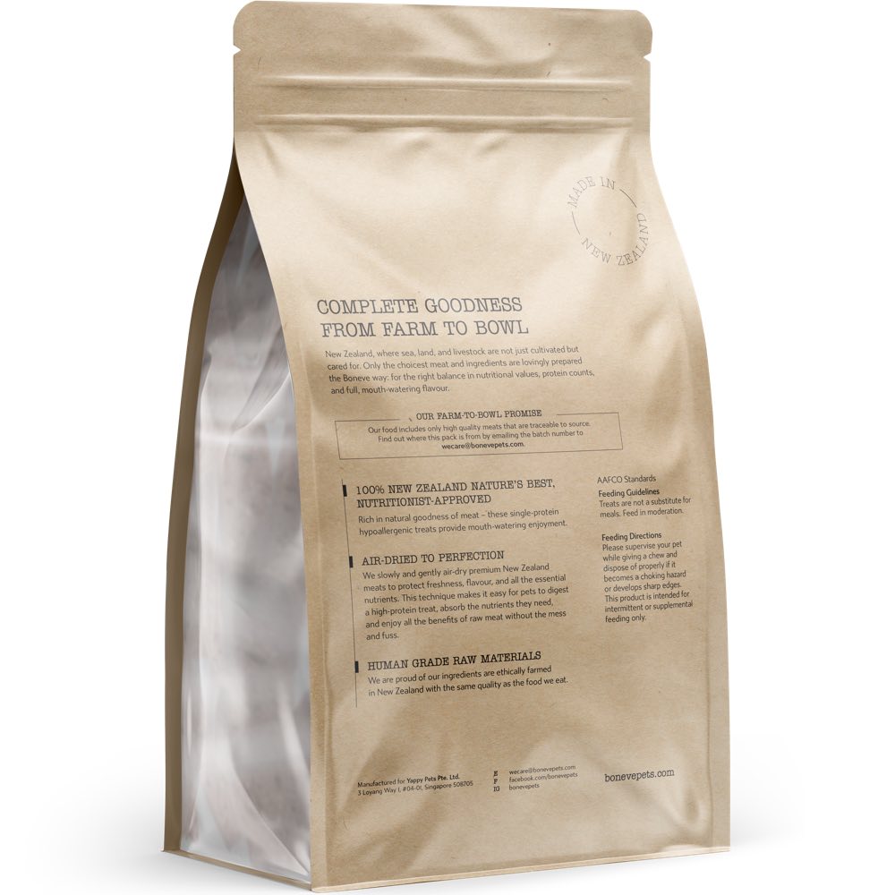 25% OFF: Boneve Free-Range Grass-Fed Beef Paddywhack Grain-Free Air-Dried Dog Chews 100g