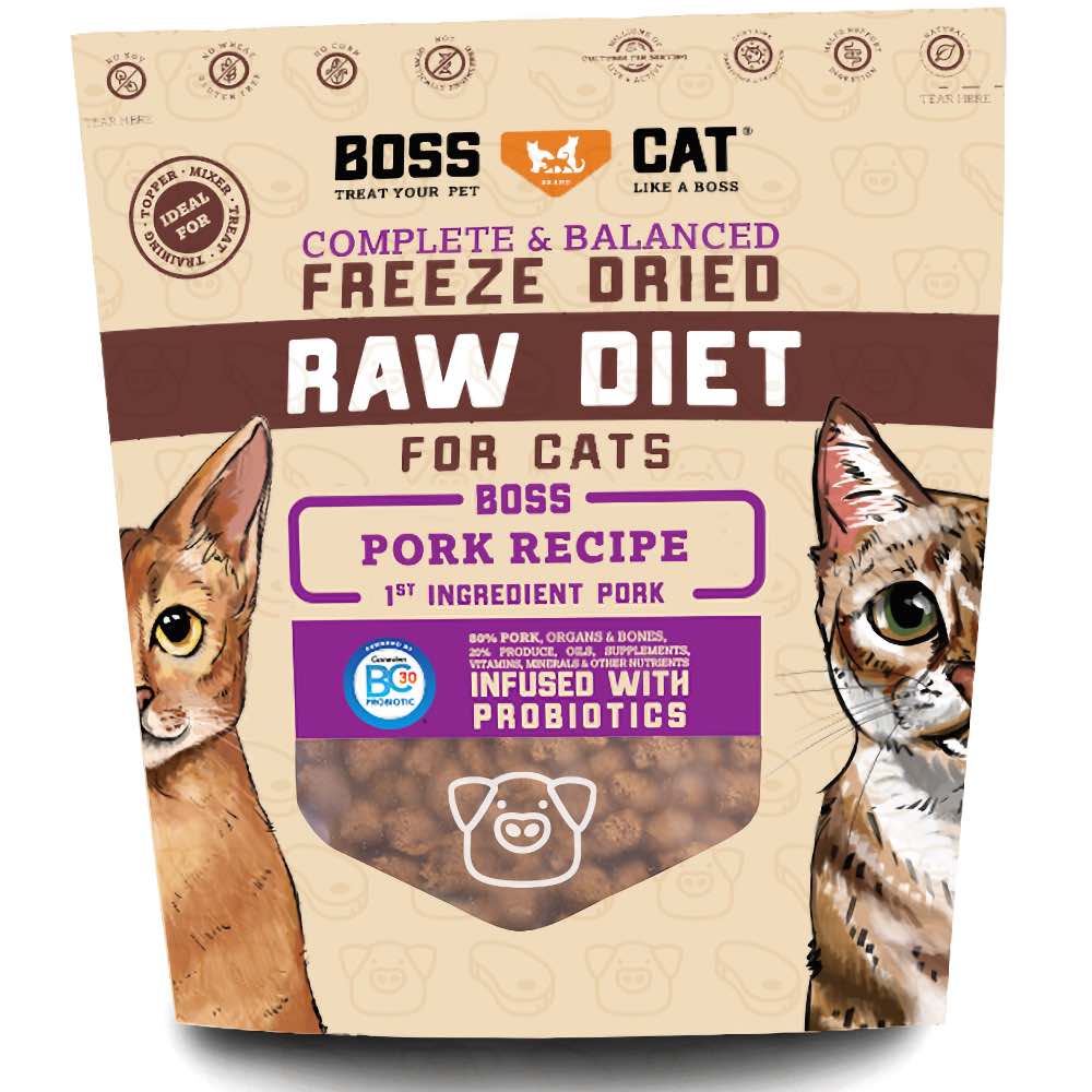 Boss Cat Pork GrainFree FreezeDried Raw Cat Food 9oz Kohepets