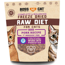 '20% OFF/ BUNDLE DEAL': Boss Cat Pork Grain-Free Freeze-Dried Raw Cat Food 9oz