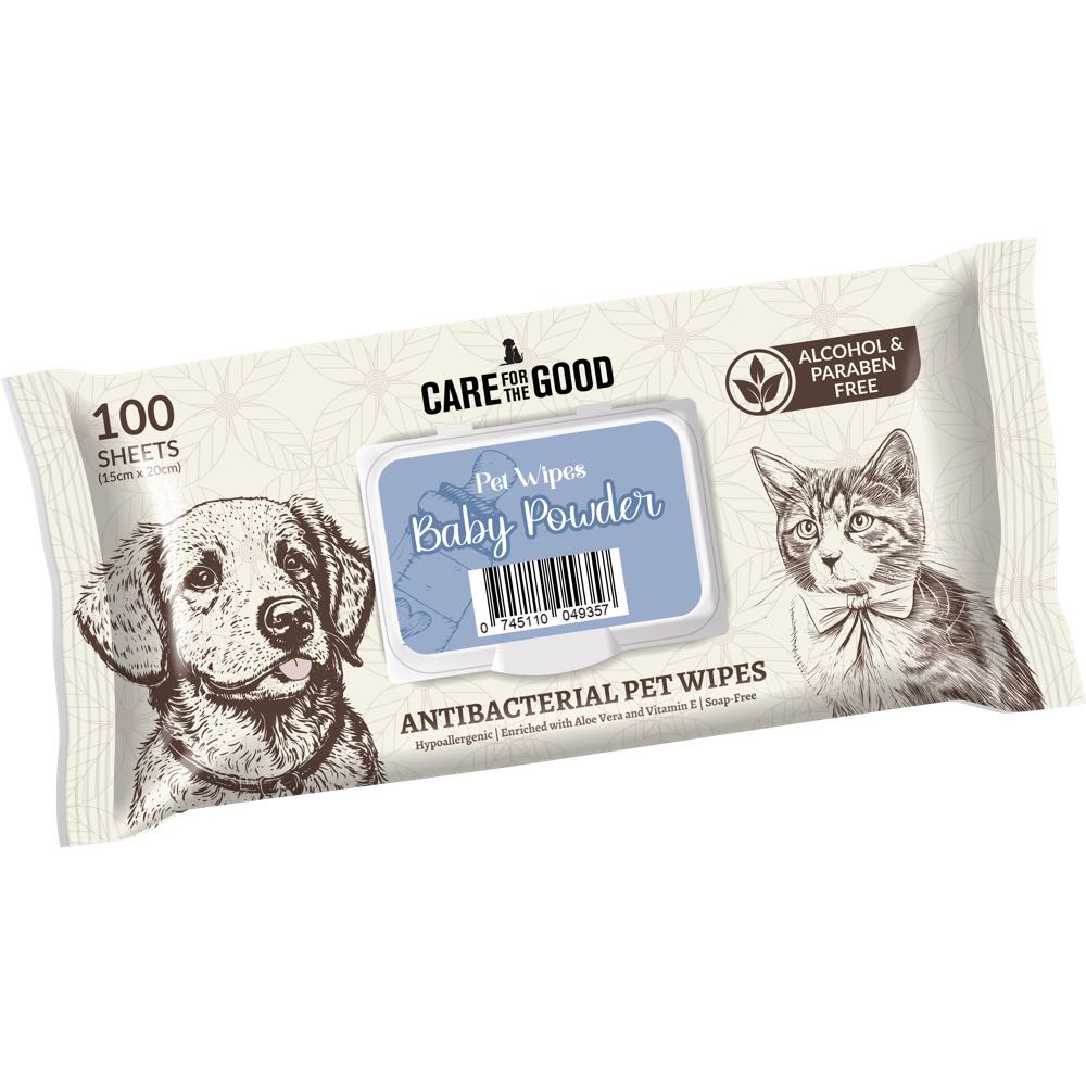 3 FOR $11.50: Care For The Good Antibacterial Pet Wipes For Cats & Dogs (Baby Powder) 100pc
