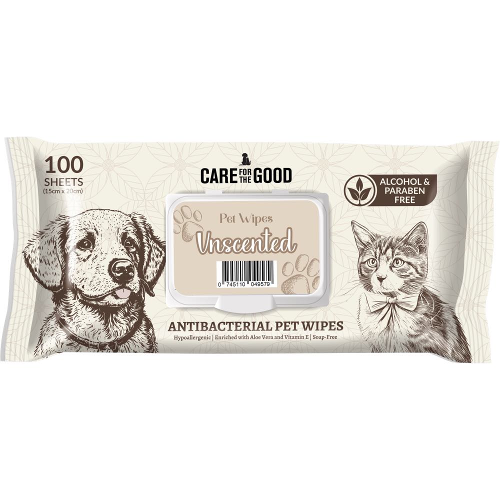 3 FOR $11.50: Care For The Good Antibacterial Pet Wipes For Cats & Dogs (Unscented) 100pc