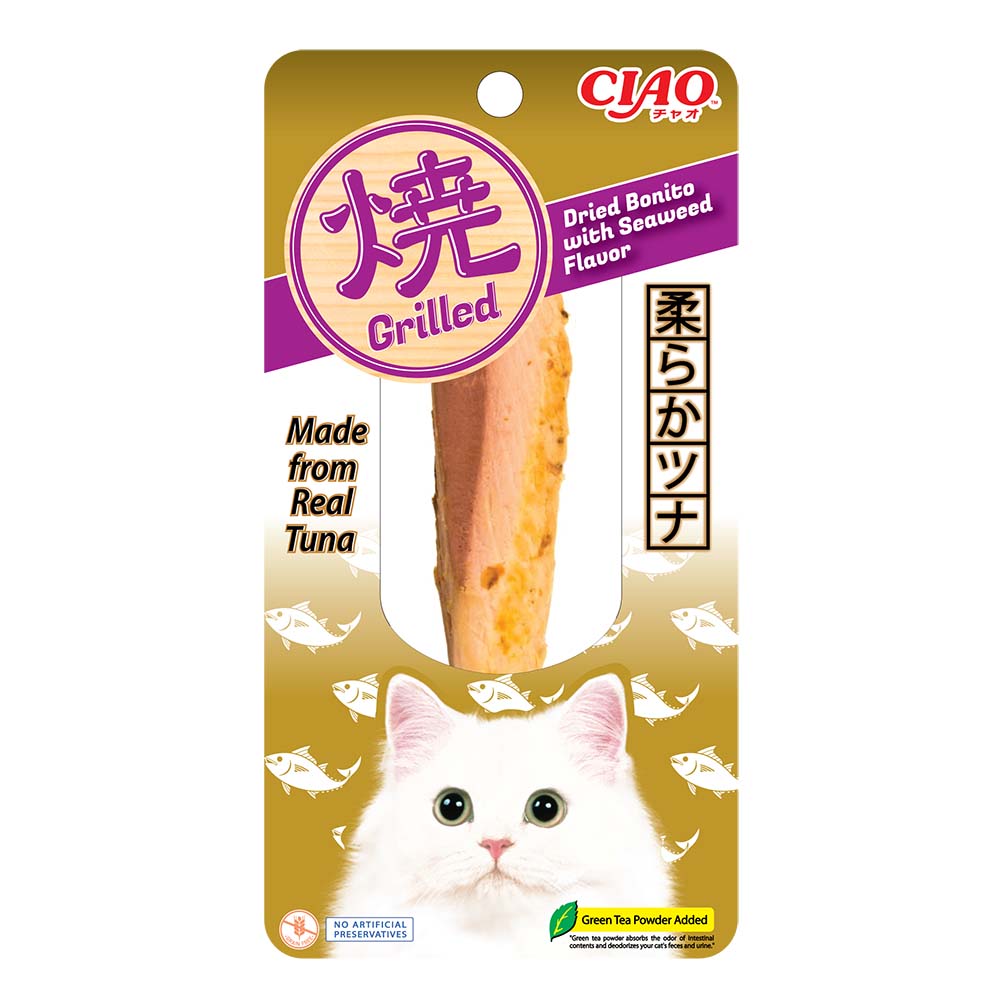 Ciao Grilled Tuna Dried Bonito With Seaweed Flavor Cat Treat 15g