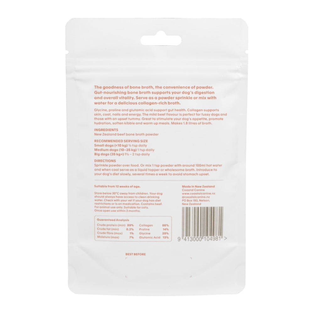 Coastal Canine Bone Broth Powder Beef Adult Supplement For Cats & Dogs 60g
