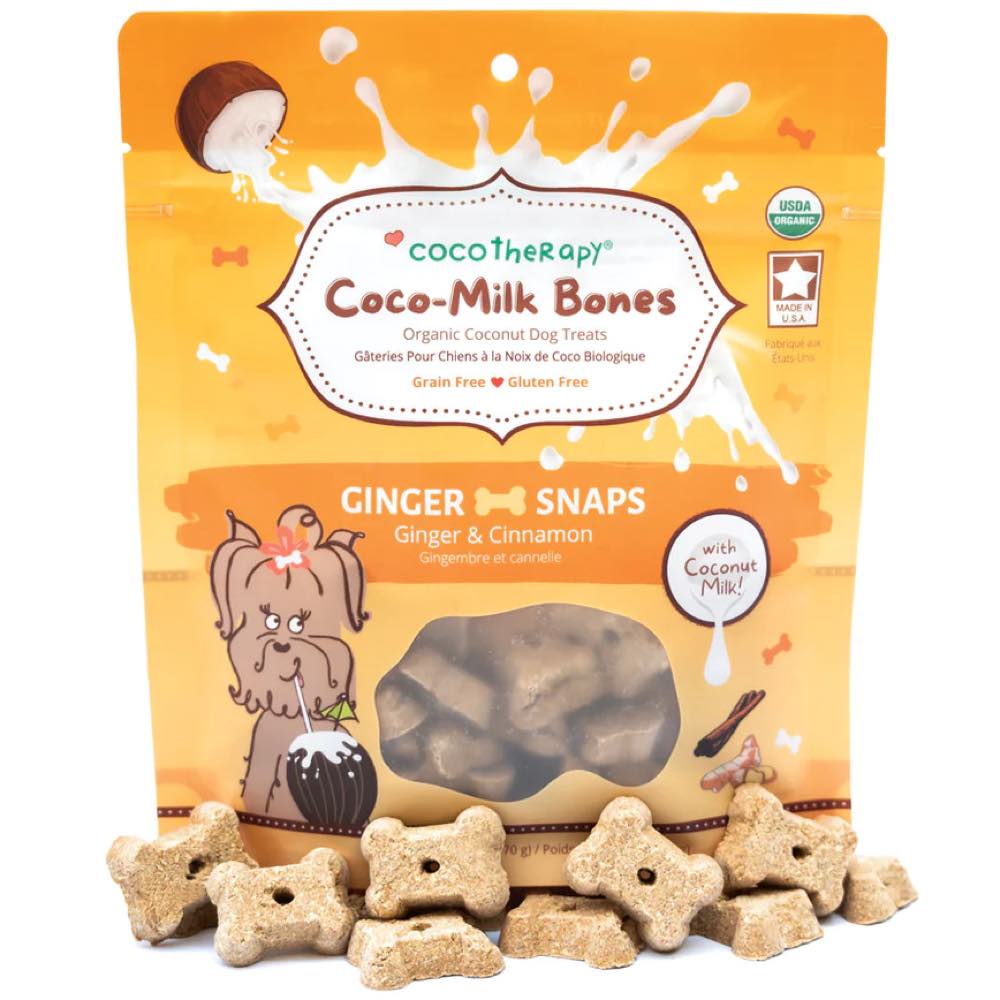 CocoTherapy Coco-Milk Bones Ginger Snaps Organic Grain-Free Dog Treats 6oz