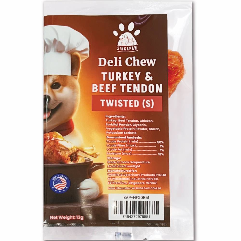 '35% OFF (Exp 30Jan26)': Singapaw Deli Chew Turkey & Beef Tendon Twisted Dog Chew