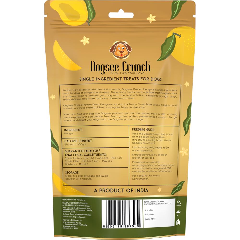 33% OFF (Exp Sep 26): Dogsee Crunch Mango Grain-Free Freeze-Dried Dog Treats 10g - Kohepets