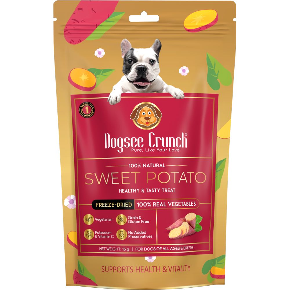 40% OFF (Exp Mar 26): Dogsee Crunch Sweet Potato Grain-Free Freeze-Dried Dog Treats 15g