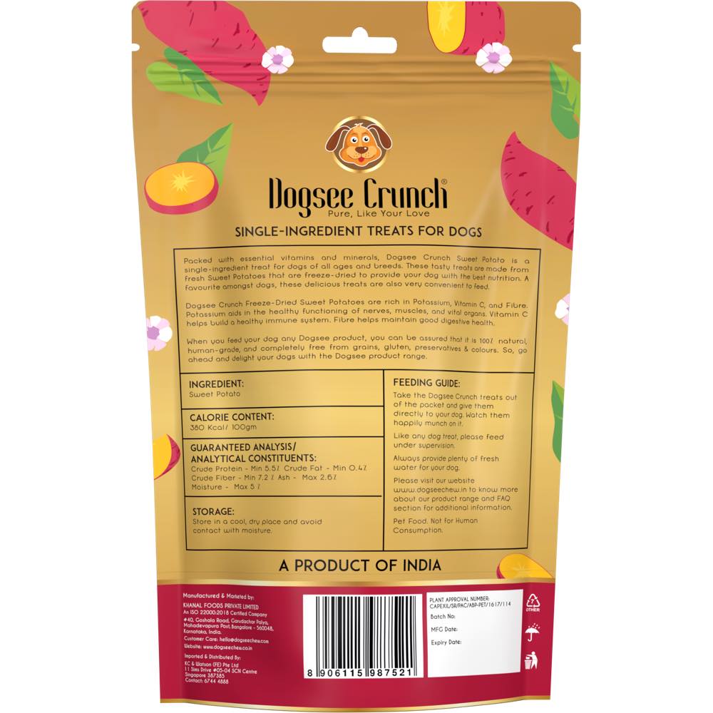 40% OFF (Exp Mar 26): Dogsee Crunch Sweet Potato Grain-Free Freeze-Dried Dog Treats 15g