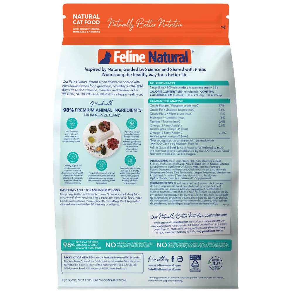 20% OFF: Feline Natural Beef & Hoki Feast Freeze Dried Raw Cat Food