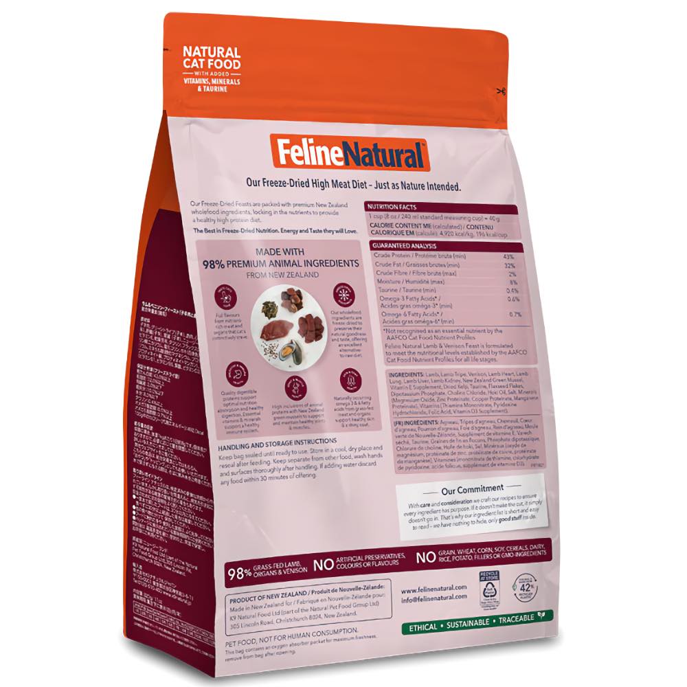 Feline Natural Lamb & Venison Feast Freeze Dried Raw Cat Food