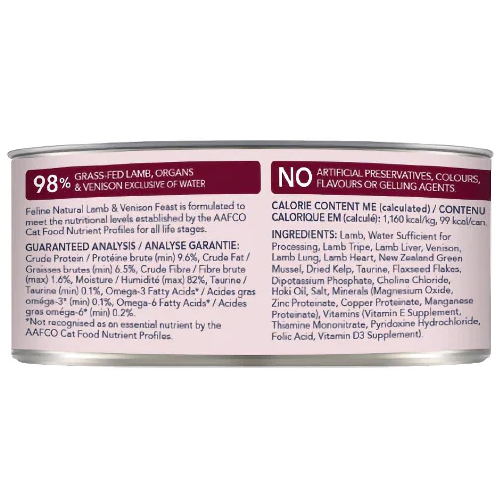 Feline Natural Lamb & Venison Feast Grain-Free Canned Cat Food 85g