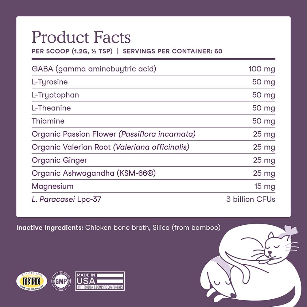 Fera Pets Calming Support Supplement Powder For Cats & Dogs 2.5oz