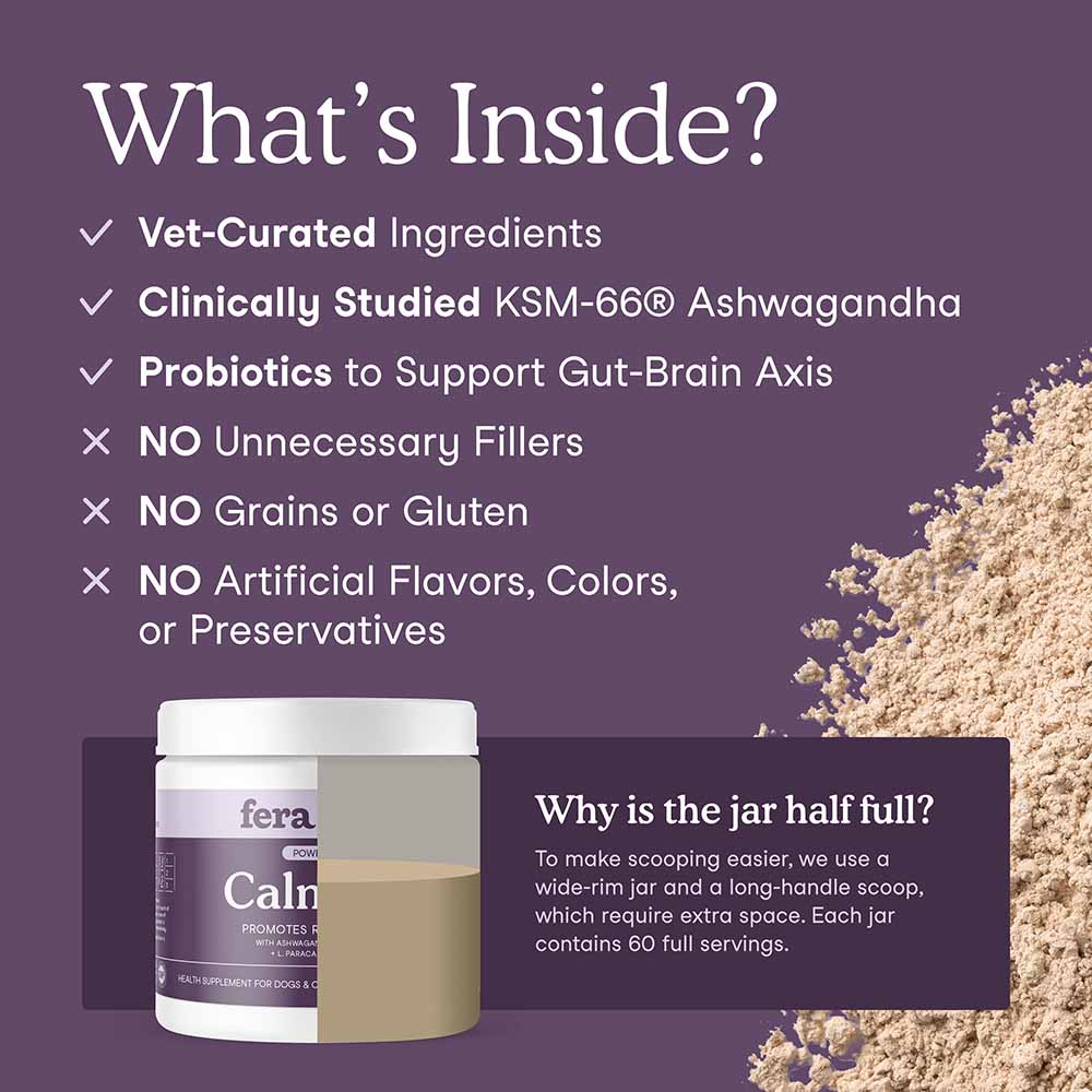 Fera Pets Calming Support Supplement Powder For Cats & Dogs 2.5oz