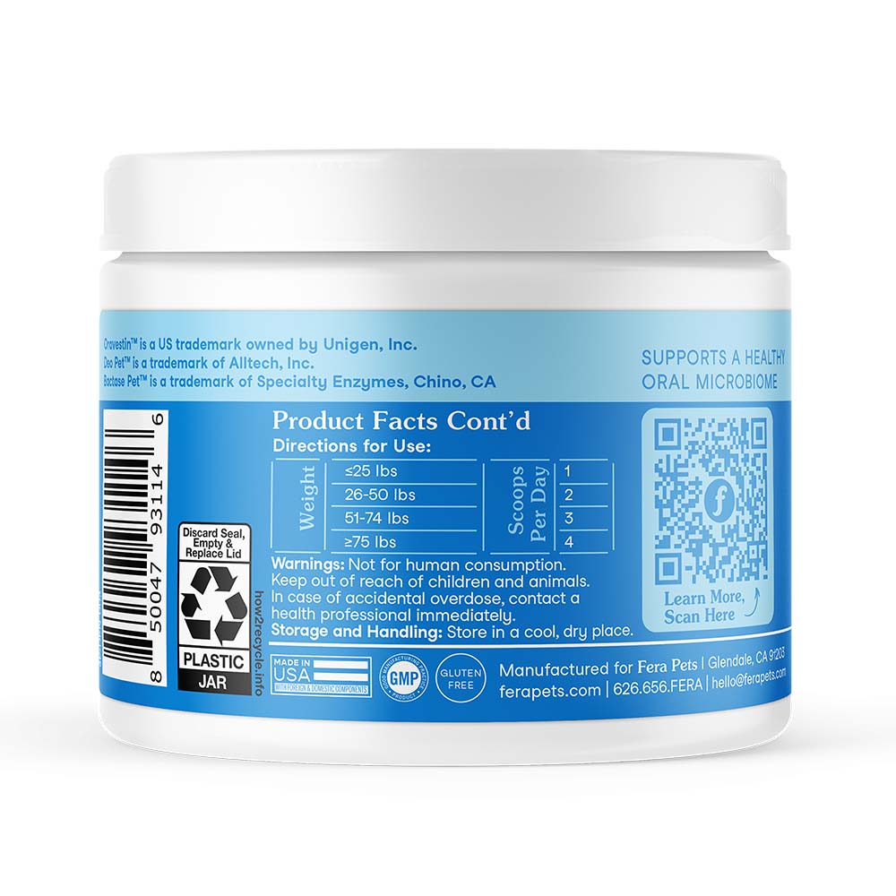 Fera Pets Dental Support Supplement Powder For Cats & Dogs 60g