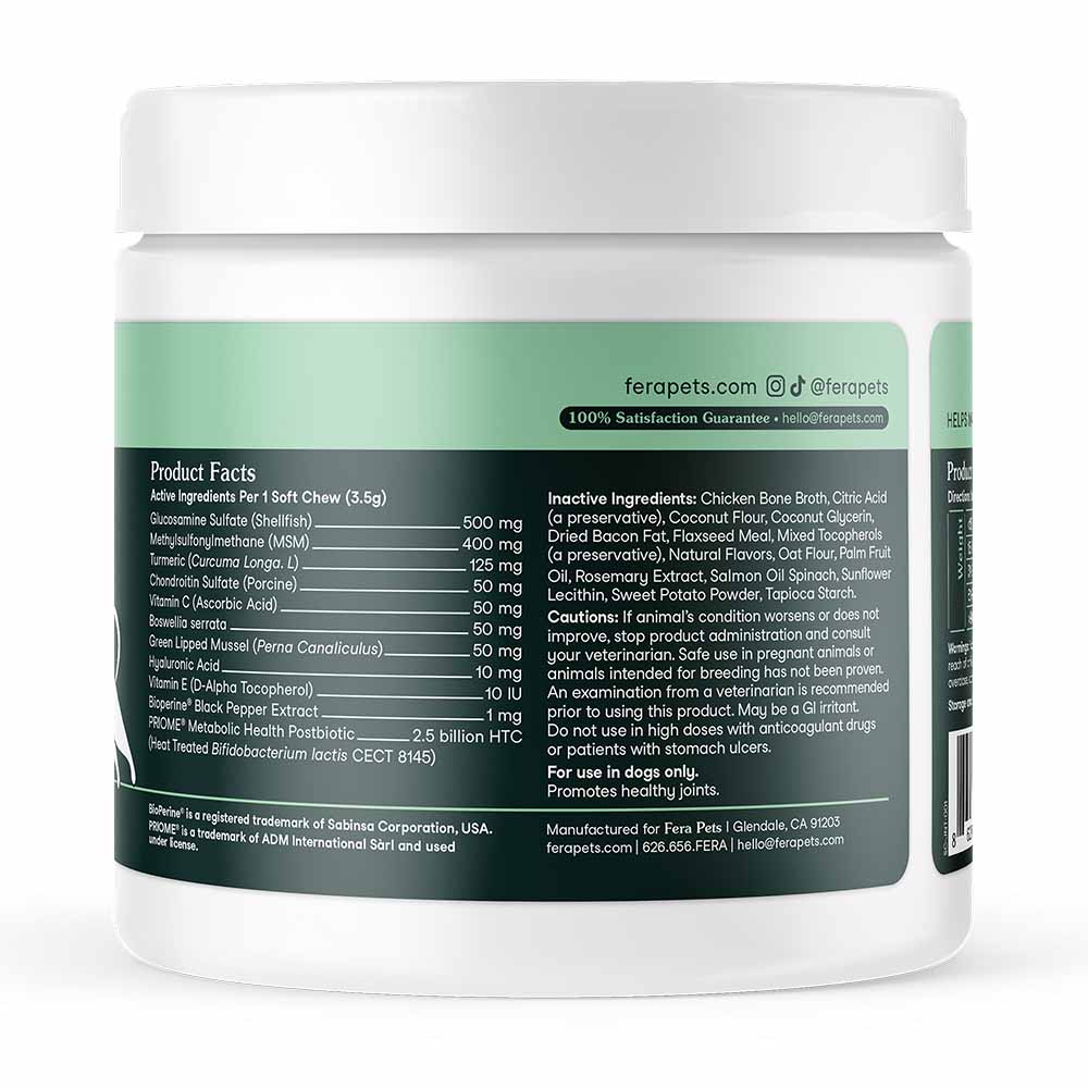 Fera Pets Hip + Joint Dog Supplement Chews 90ct