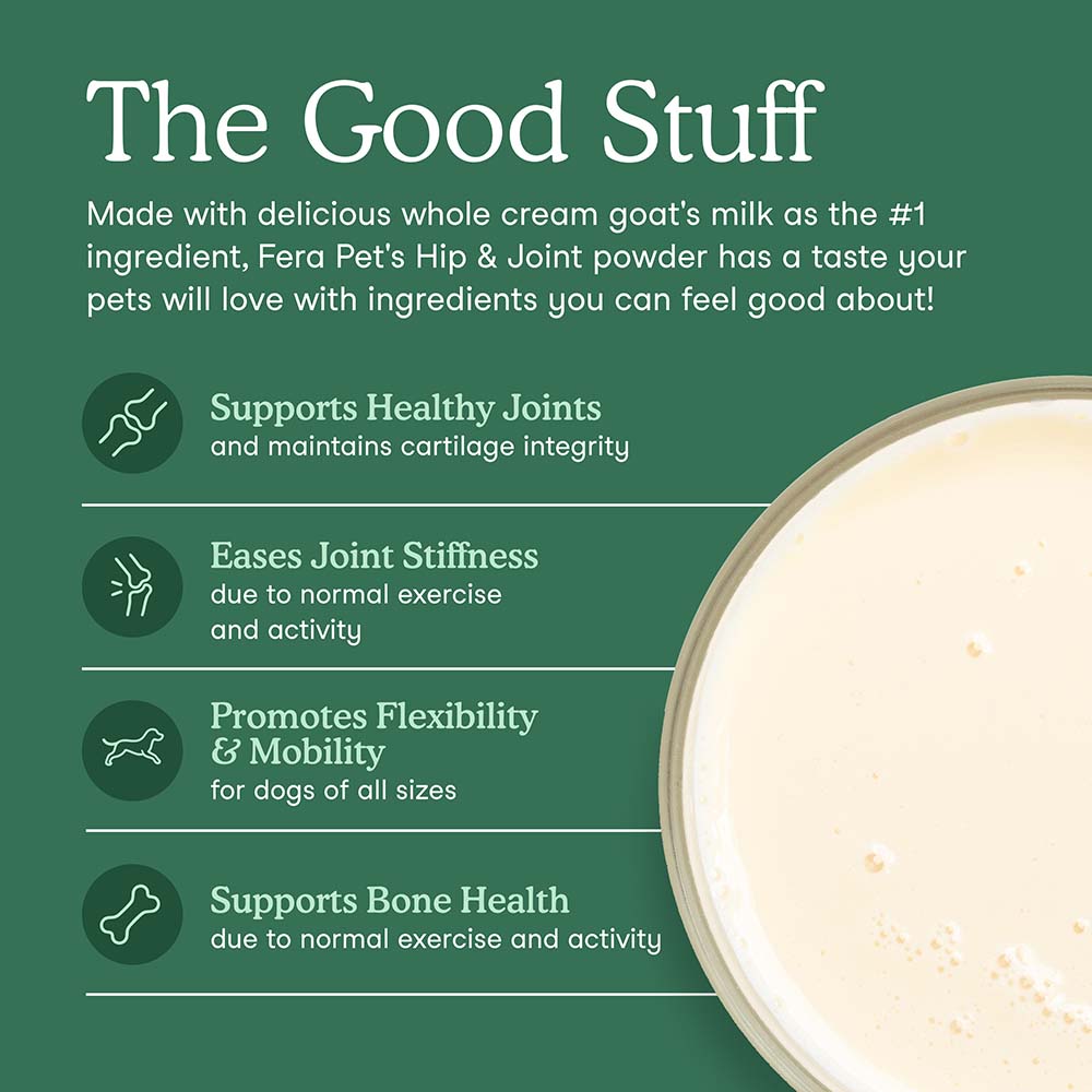 Fera Pets Hip & Joint Goat Milk Supplement Powder For Cats & Dogs 6.34oz