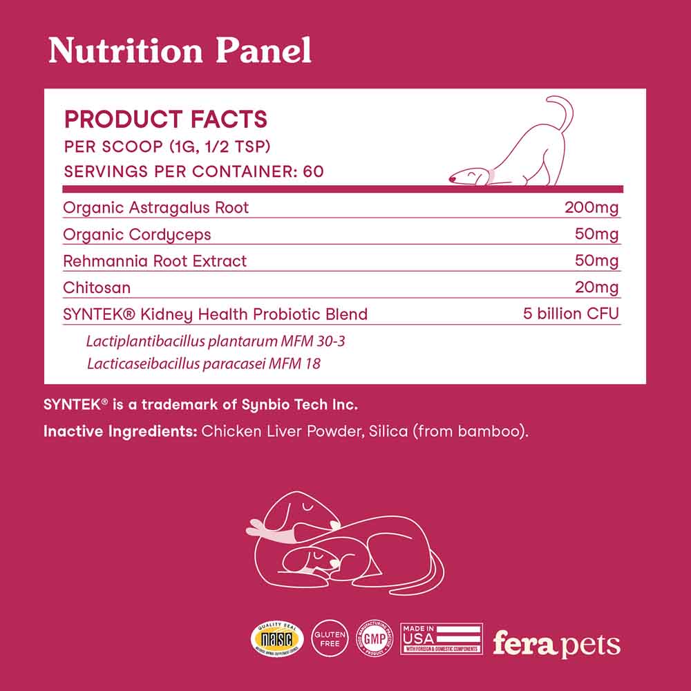10% OFF + BUNDLE DEAL: Fera Pets Kidney Support Supplement Powder For DOGS 60g - Kohepets
