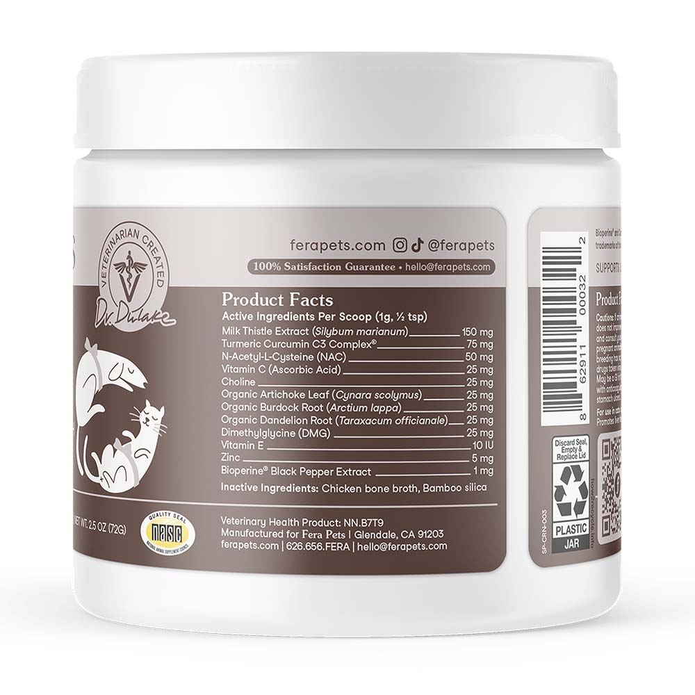 Fera Pets Liver Support Supplement Powder For Cats & Dogs 2.5oz