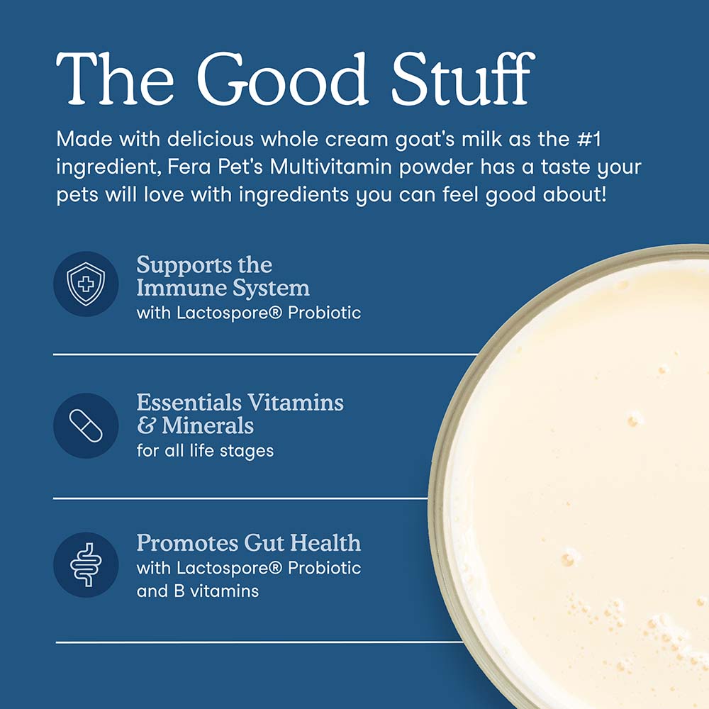 10% OFF + BUNDLE DEAL: Fera Pets Multivitamin Goat Milk Supplement Powder For Cats & Dogs 6.34oz - Kohepets