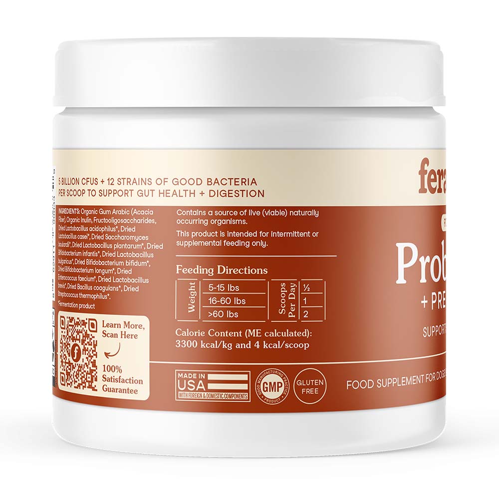 Fera Pets Probiotics + Prebiotics Supplement Powder For Cats & Dogs 2.5oz