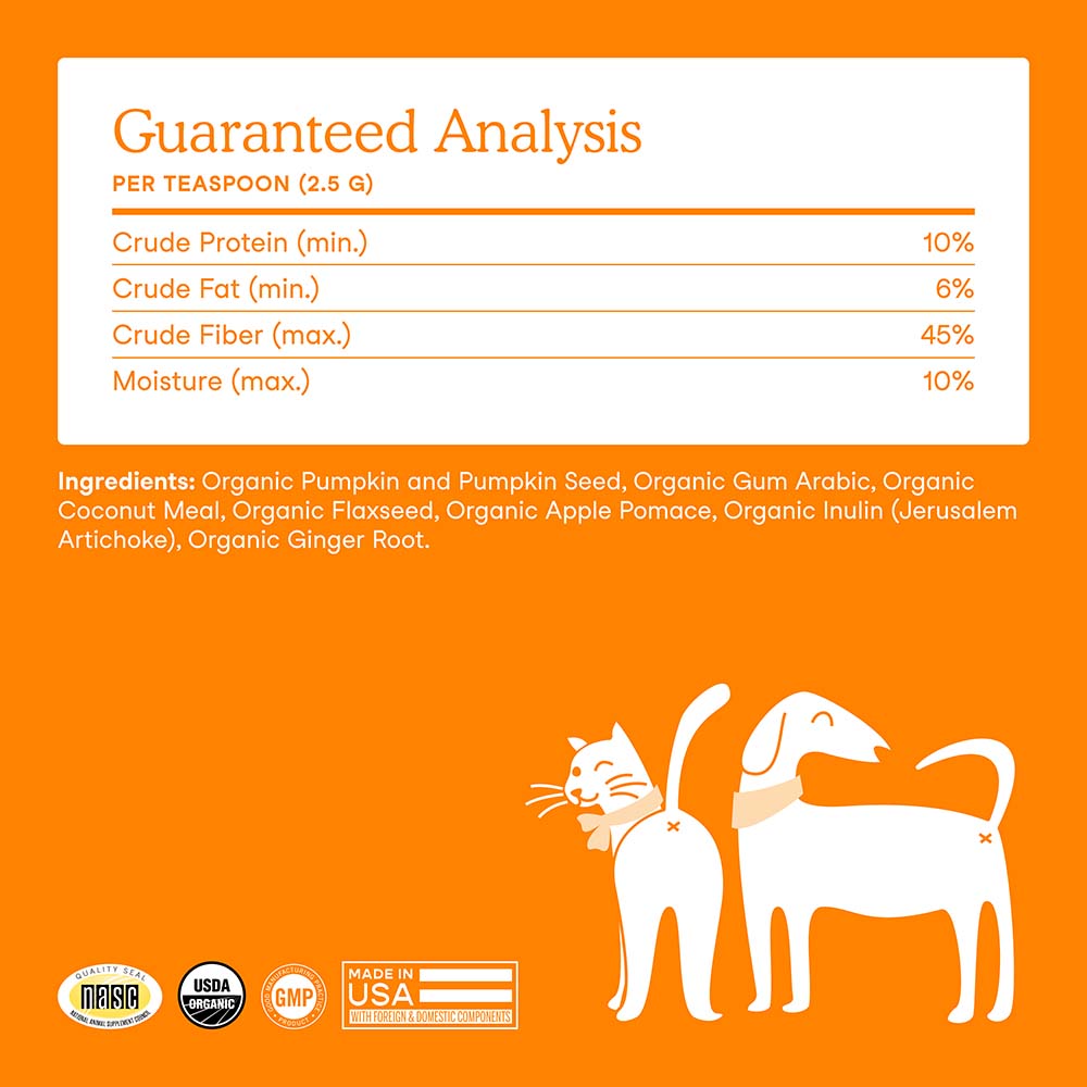 Fera Pets Pumpkin Plus Fiber Support Supplement Powder For Cats & Dogs 8oz