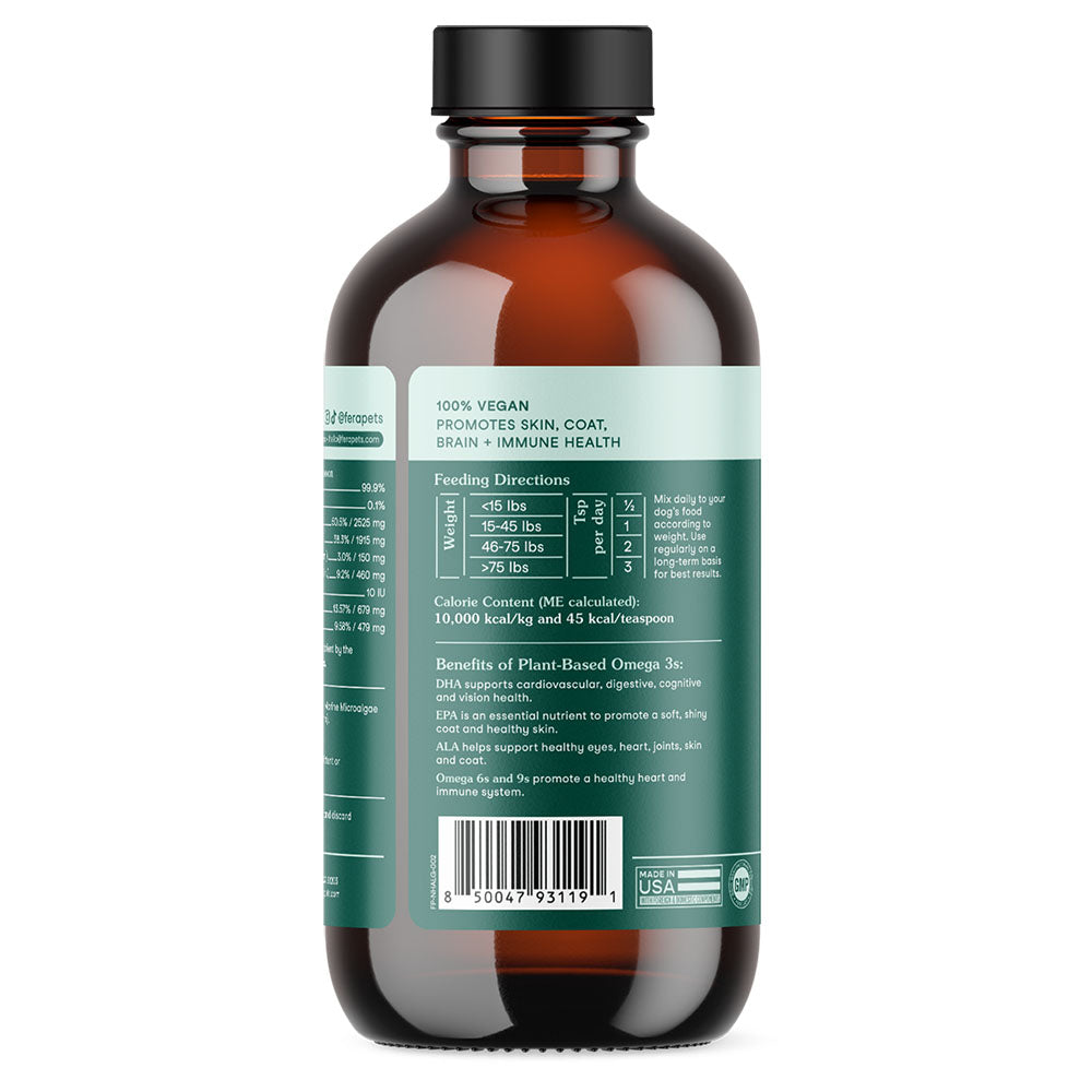 Fera Pets Plant-Based Omega 3s Algae + Flaxseed Oil Supplement For Cats & Dogs 8oz