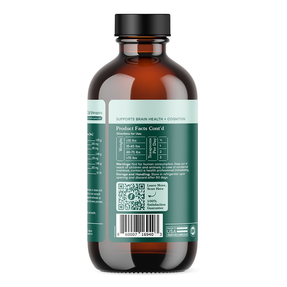 Fera Pets Plant-Based Omega 3s Algae + Flaxseed Oil Supplement For Cats & Dogs 8oz