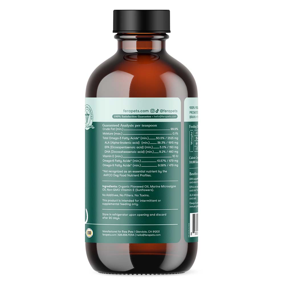 Fera Pets Plant-Based Omega 3s Algae + Flaxseed Oil Supplement For Cats & Dogs 8oz