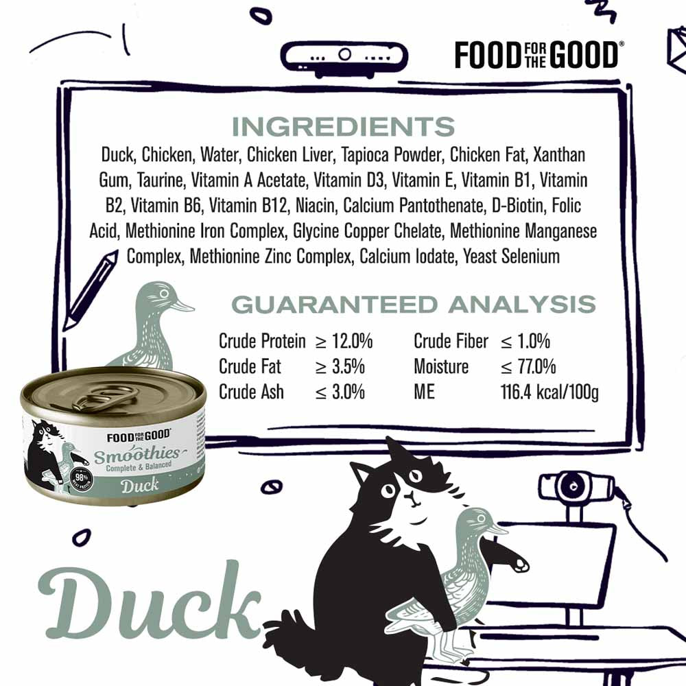 $1 OFF: Food For The Good Smoothies Duck Complete & Balanced Canned Cat Food 80g