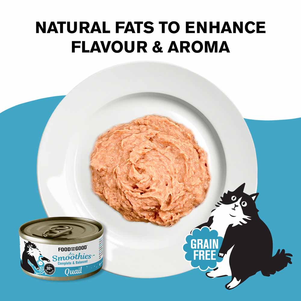 'TRIAL SPECIAL $1.50 OFF (1 per order)': Food For The Good Smoothies Quail Complete & Balanced Canned Cat Food 80g