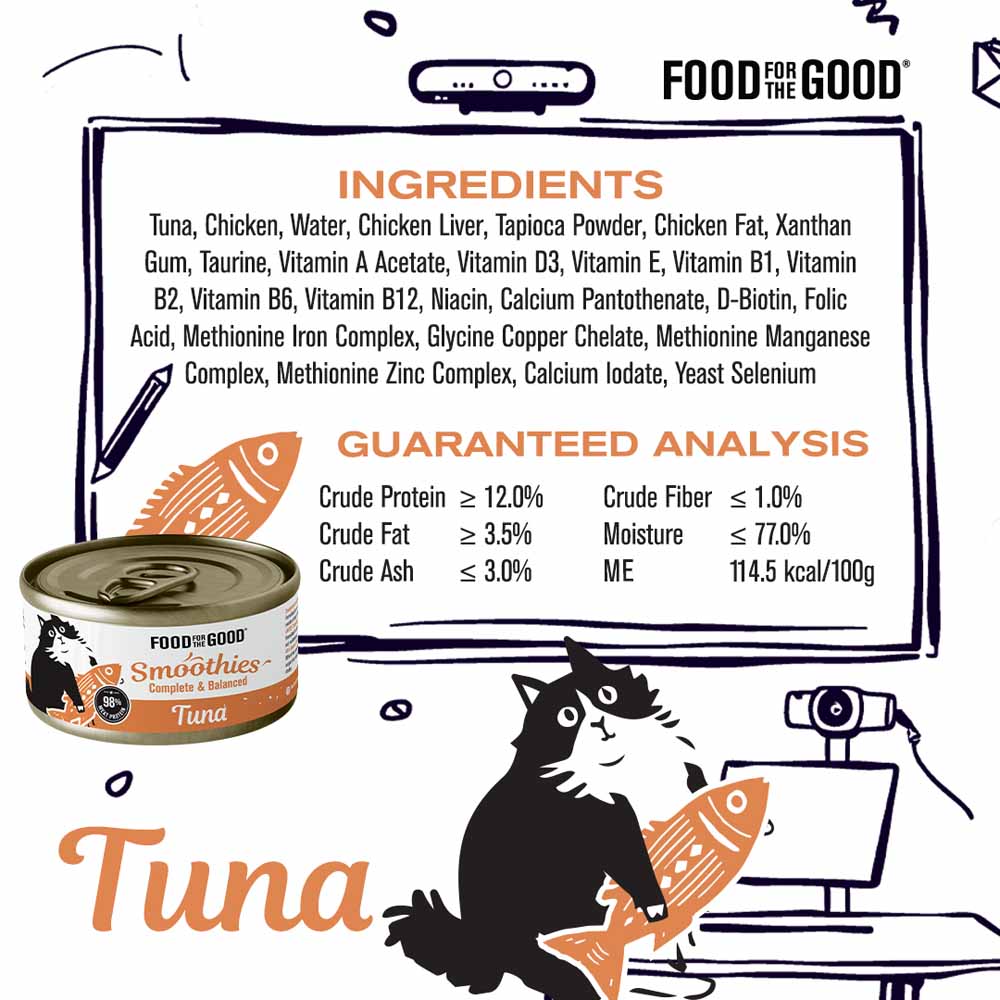 $1 OFF: Food For The Good Smoothies Tuna Complete & Balanced Canned Cat Food 80g