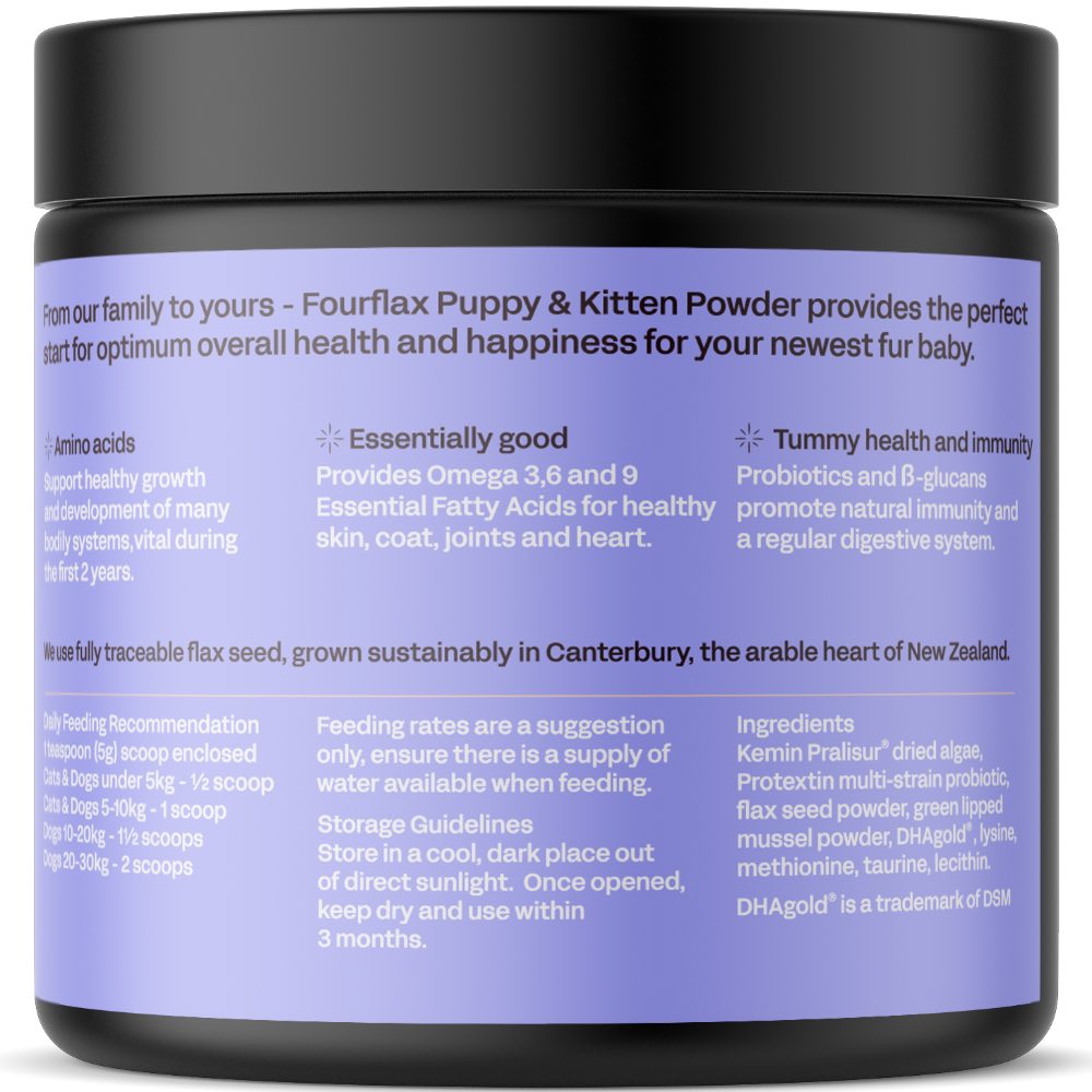 10% OFF (Exp 2Oct26): Fourflax Puppy & Kitten Nutritional Powder Supplement For Cats & Dogs 200g