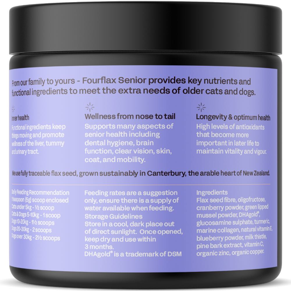 10% OFF (Exp 18Sep26): Fourflax Senior Nutritional Powder Supplement For Cats & Dogs 200g