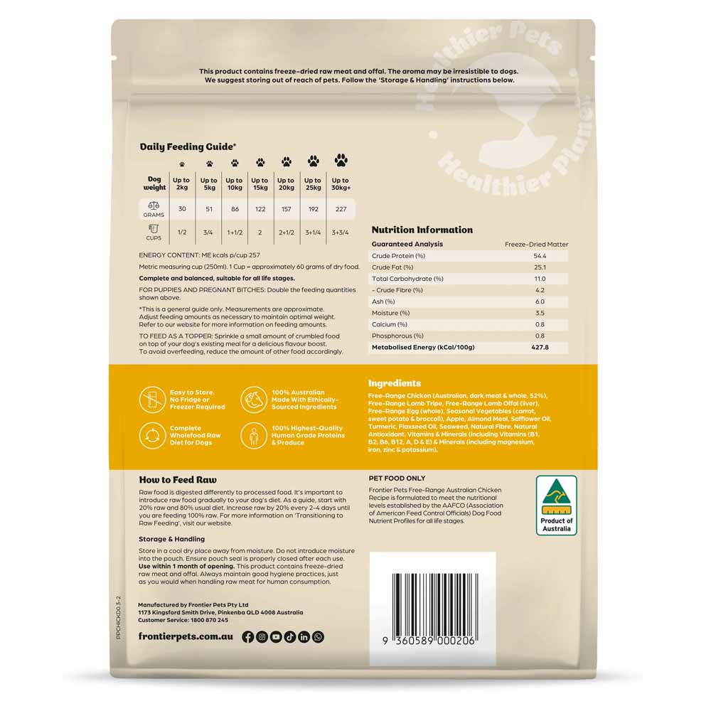 Frontier Pets Chicken Freeze Dried Dog Food