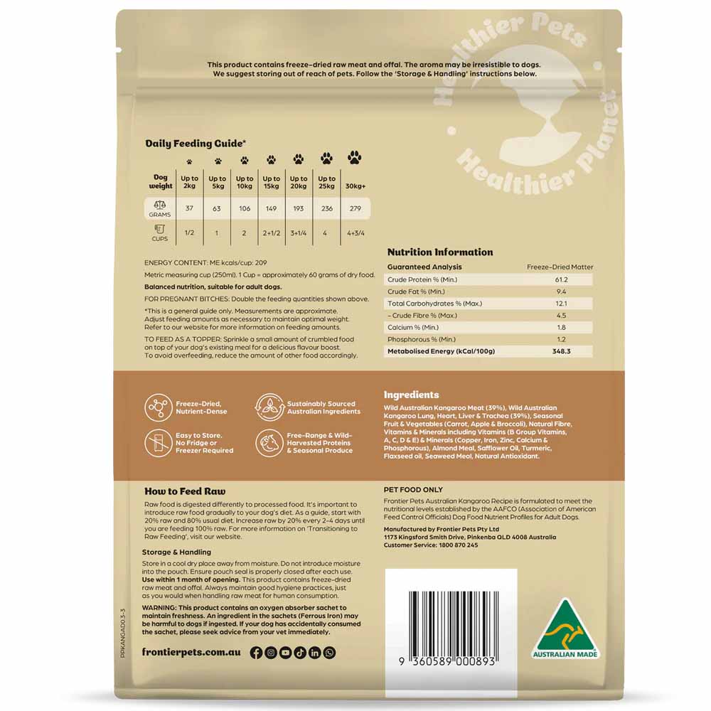 Frontier Pets Kangaroo Freeze Dried Dog Food