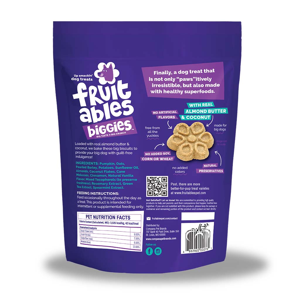 $7 OFF: Fruitables Biggies Almond Butter & Coconut Dog Treats 16oz