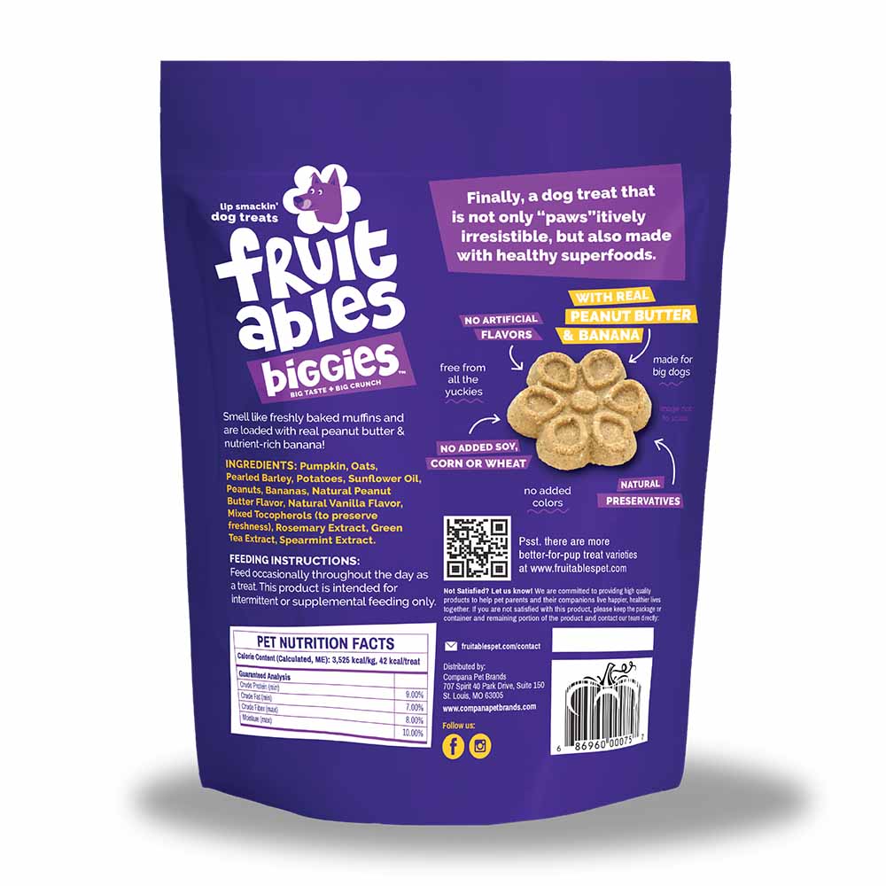 $7 OFF: Fruitables Biggies Peanut Butter & Banana Dog Treats 16oz