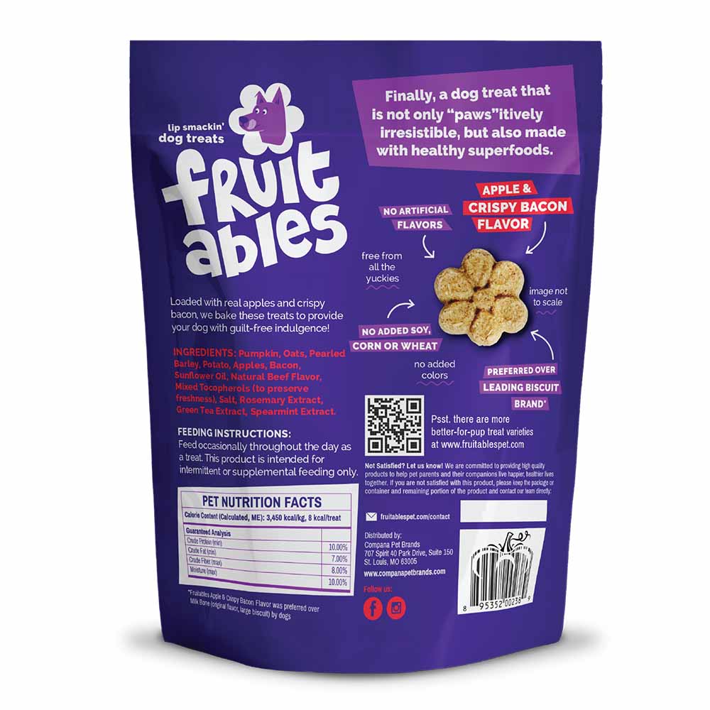 Fruitables Crispy Bacon & Apple Flavor Dog Treats 7oz